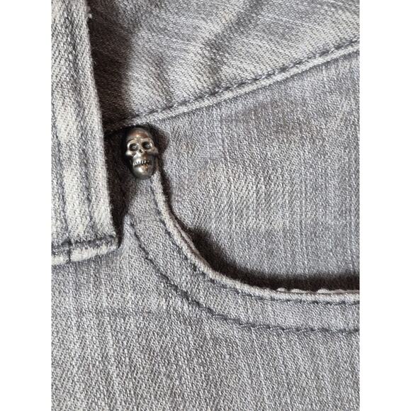 DAANG GOODMAN TRIPP NYC GRAY WASHED ZIP ACCENT JEGGING JEANS Size 7 SKULLS - Picture 8 of 15